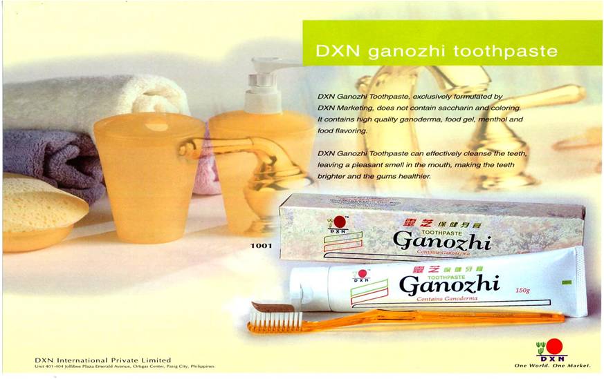 The Ganozhi Toothpaste is a product of DXN International - the world class Ganoderma manufacturer..
